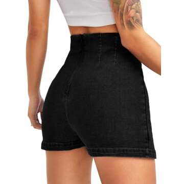 Floerns Women's Casual Split Hem High Waist Denim Skorts Skirt Shorts Black XL