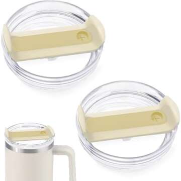 Fabenyok 40 OZ Tumbler Flip Straw Lid Replacement Fit for Stanley Quencher Tumbler, 2 PCS Spill Proo...