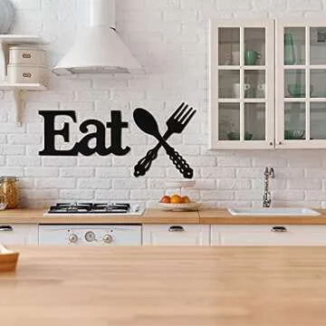Rustic Eat Sign Set with Fork and Spoon Wall Decor