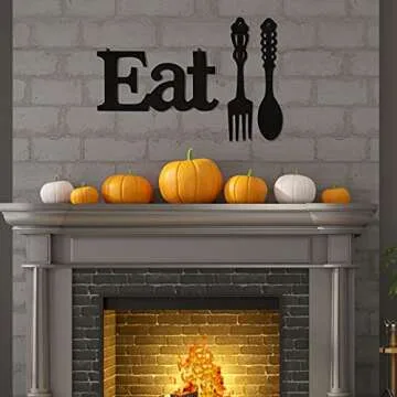 Rustic Eat Sign Set with Fork and Spoon Wall Decor