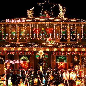 Candy Cane Christmas Lights 12-Pack with 8 Modes