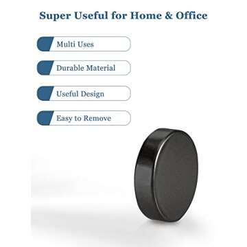 SMARTAKE 45 Pcs Refrigerator Magnets, Small Round Fridge Magnets, Multi-Use Premium Neodymium Office Magnets for Fridge, Whiteboard, Billboard in Home, Kitchen, Office and School (Black)