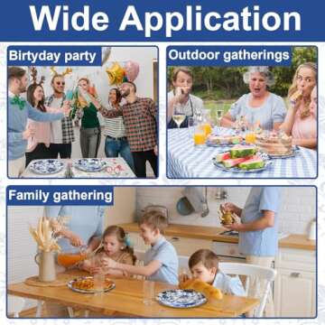 Suclain 60 Pcs Blue and White Floral Plastic Plates Wedding Party Decoration Bulk Serves as 9" 7" Dessert Dinner Disposable Plastic Plates for Bridal Shower