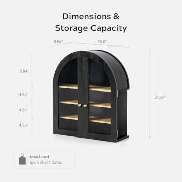 EYYTHUNG Arched Wall Cabinet, Modern Medicine Cabinet Wall Mounted Cupboard, Farmhouse Bathroom Stor...
