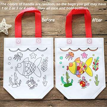 Sand Flower Eco Reusable Coloring Carnival Animal Art Party Goodie Bags with Guestbook Bags (12 PCS)