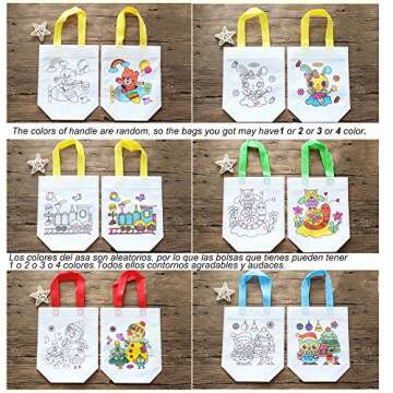 Sand Flower Eco Reusable Coloring Carnival Animal Art Party Goodie Bags with Guestbook Bags (12 PCS)