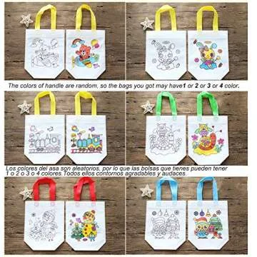 Sand Flower Eco Reusable Coloring Carnival Animal Art Party Goodie Bags with Guestbook Bags (12 PCS)
