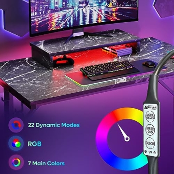 Bestier Gaming Desk with LED Lights for Small Spaces