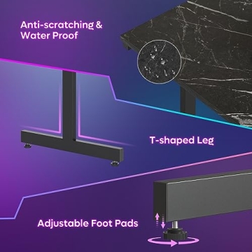 Bestier Gaming Desk with LED Lights for Small Spaces