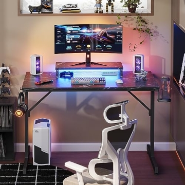Bestier Gaming Desk with LED Lights for Small Spaces