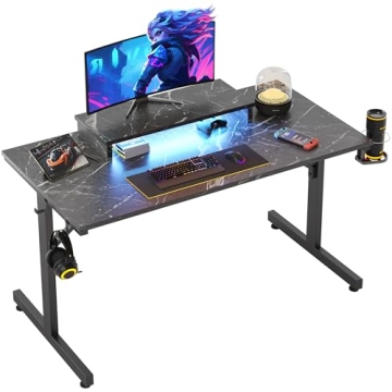Bestier Gaming Desk with LED Lights for Small Spaces