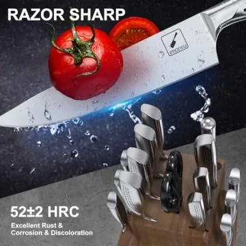 imarku 16PCS Kitchen Knife Set with Block