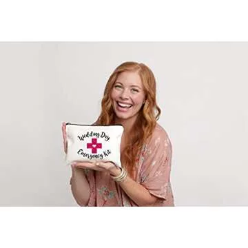 Moonwake Designs Wedding Day Emergency Kit Makeup Bag, Bridal Shower Gift, Wedding Survival Kit, Cosmetic Bag