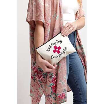 Moonwake Designs Wedding Day Emergency Kit Makeup Bag, Bridal Shower Gift, Wedding Survival Kit, Cosmetic Bag