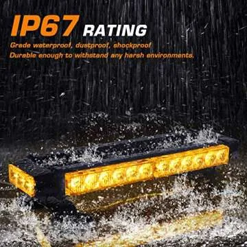 LINKITOM Roof Top LED Strobe Light Bar -Double Side Amber 30 LED Emergency Hazard Safety Warning Flashing Beacon Lighting Bar with Magnetic Base for Snow Plow, Trucks, Construction Vehicles