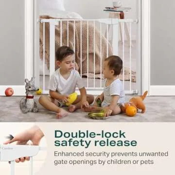 Cumbor 29.7-40.6" Baby Gate for Stairs, Mom's Choice Awards Winner-Dog Gate for Doorways, Pressure Mounted Self Closing Pet Gates for Dogs Indoor, Durable Safety Child Gate with Easy Walk Thru Door