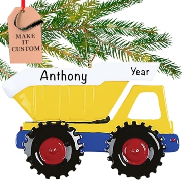 Personalized Dump Truck Ornament 2024 – Fast & Free 24h Customization – Construction Christmas O...