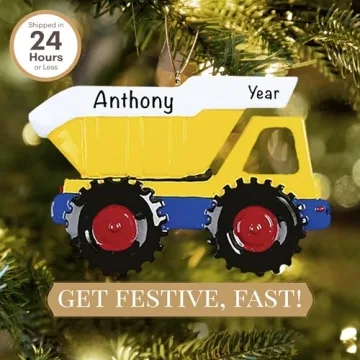 Personalized Dump Truck Christmas Ornament for Kids