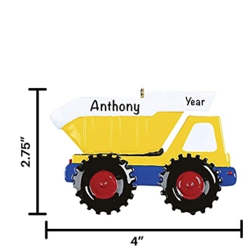 Personalized Dump Truck Christmas Ornament for Kids