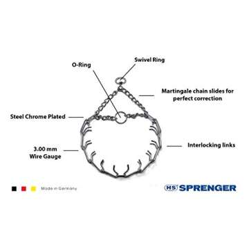 Herm Sprenger Prong Dog Training Collar Ultra-Plus Chrome Plated Steel Pet Pinch Anti Pull Collar fo...