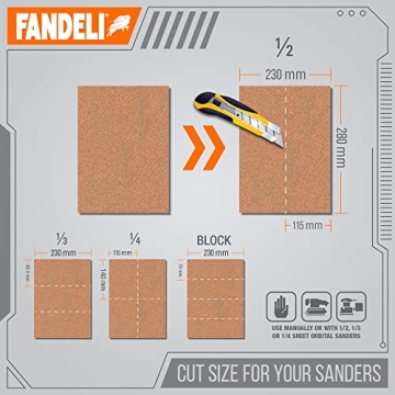 Fandeli Multi-Purpose Sandpaper 220 Grit 25 Sheets