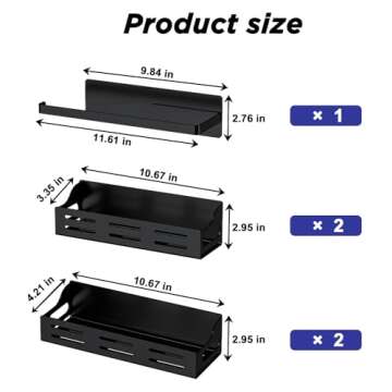 Carwiner 5 Pack Magnetic Spice Rack for Refrigerator with Paper Towel Holder, Magnetic Refrigerator Organizer, Strong Magnetic Fridge Shelf, Rustproof Side Fridge Storage Rack for Kitchen