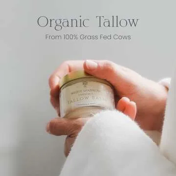 White Sparrow Farmacy Organic Grass Fed Tallow Balm - (Lavender & Honey) Organic Tallow from Grass F...