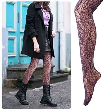 DIAOKANAI Patterned Fishnet Tights for Women, St Patricks Day Fish Net Stocking Green Purple Blue Orange Lace Pantyhose, 4 Pack