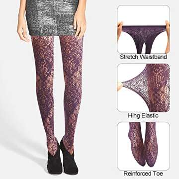 DIAOKANAI Patterned Fishnet Tights for Women, St Patricks Day Fish Net Stocking Green Purple Blue Orange Lace Pantyhose, 4 Pack