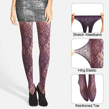DIAOKANAI Patterned Fishnet Tights for Women, St Patricks Day Fish Net Stocking Green Purple Blue Orange Lace Pantyhose, 4 Pack