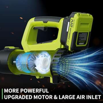 Leaf Blower, 21V Cordless Electric Leaf Blower with 2 2.0Ah Batteries and 1 Hour Fast Charger, Light...