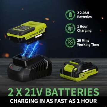 Leaf Blower, 21V Cordless Electric Leaf Blower with 2 2.0Ah Batteries and 1 Hour Fast Charger, Lightweight Leaf Blower for Patio Cleaning, Lawn Care, Blowing Fallen Leaves and Dust, etc.