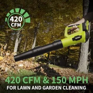 Leaf Blower, 21V Cordless Electric Leaf Blower with 2 2.0Ah Batteries and 1 Hour Fast Charger, Lightweight Leaf Blower for Patio Cleaning, Lawn Care, Blowing Fallen Leaves and Dust, etc.