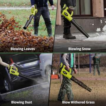 Leaf Blower, 21V Cordless Electric Leaf Blower with 2 2.0Ah Batteries and 1 Hour Fast Charger, Lightweight Leaf Blower for Patio Cleaning, Lawn Care, Blowing Fallen Leaves and Dust, etc.