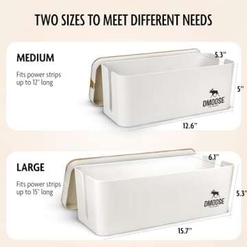 DMoose Cable Management Box - 2 Pack Medium & Large Cord Organizer for Desk & Floor, Cable Organizer...