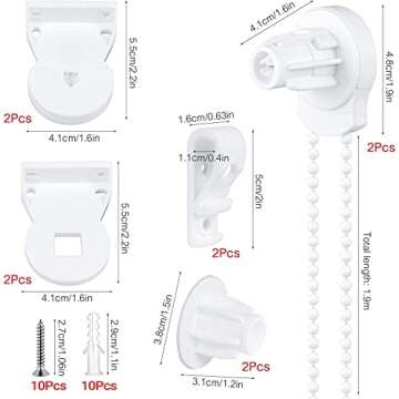 SelfTek 2 Set 25mm Roller Blind Fittings Plastic Brackets Beaded Chain Rolling Blind Replacement Rep...