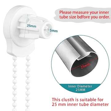 SelfTek 2 Set 25mm Roller Blind Fittings Plastic Brackets Beaded Chain Rolling Blind Replacement Repair Kit with 2 Pieces Child Safty P-Clips and Screws