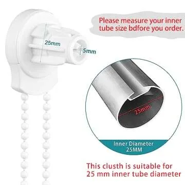 SelfTek 2 Set 25mm Roller Blind Fittings Plastic Brackets Beaded Chain Rolling Blind Replacement Repair Kit with 2 Pieces Child Safty P-Clips and Screws