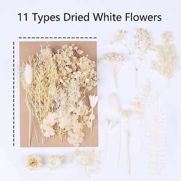 AHTONG 2 Pack Real Dried Leaf Flowers Plant Herbarium with Tweezers for Craft Jewelry Making (Yellow and White)