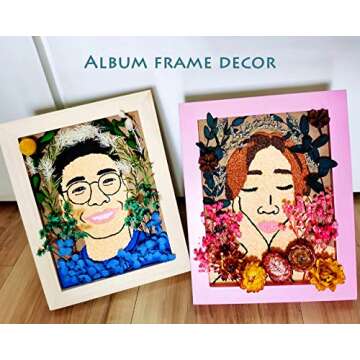 AHTONG 2 Pack Real Dried Leaf Flowers Plant Herbarium with Tweezers for Craft Jewelry Making (Yellow and White)