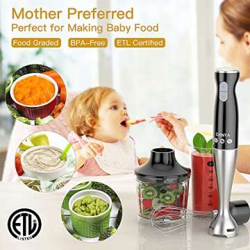 Powerful 4-in-1 Immersion Hand Blender with Accessories