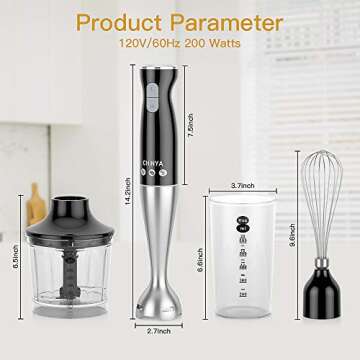 Powerful 4-in-1 Immersion Hand Blender with Accessories