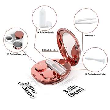 Aukvite Contact Lens Case, Portable Contact Lens Box Kit with Mirror, Travel Contact Len Case Durabl...