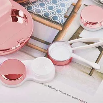 Aukvite Contact Lens Case, Portable Contact Lens Box Kit with Mirror, Travel Contact Len Case Durable Compact Soak Storage Kit with Solution Bottle Tweezers Container Remover Combo Pattern