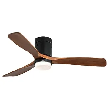 Sofucor Ceiling Fan With Lights 52 Inch Flush Mount Ceiling Fan with Remote Control, Wood Blades Mod...