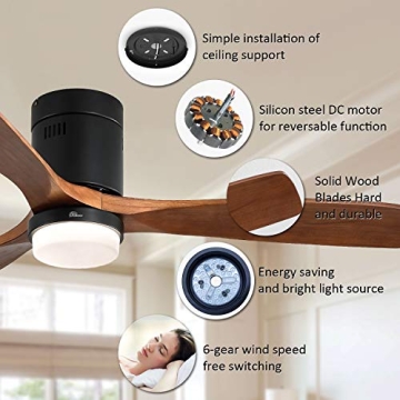 Modern Sofucor Flush Mount Ceiling Fan with Lights