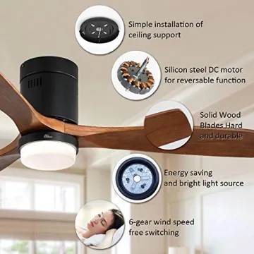 Modern Sofucor Flush Mount Ceiling Fan with Lights