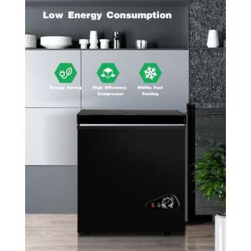 BINMIT 3.5 Cu.Ft Chest Freezer, Small Deep Freezer with a Removable Basket 7 Gears Adjustable Temper...
