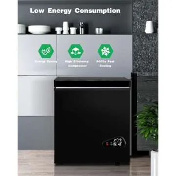 BINMIT 3.5 Cu.Ft Chest Freezer, Small Deep Freezer with a Removable Basket 7 Gears Adjustable Temper...