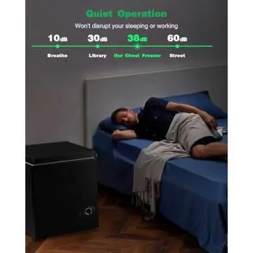 BINMIT 3.5 Cu.Ft Chest Freezer, Small Deep Freezer with a Removable Basket 7 Gears Adjustable Temperature Control(-18°F to -46°F) for Kitchen, House, Office, Garage, Basement, Shop, RVs-Black
